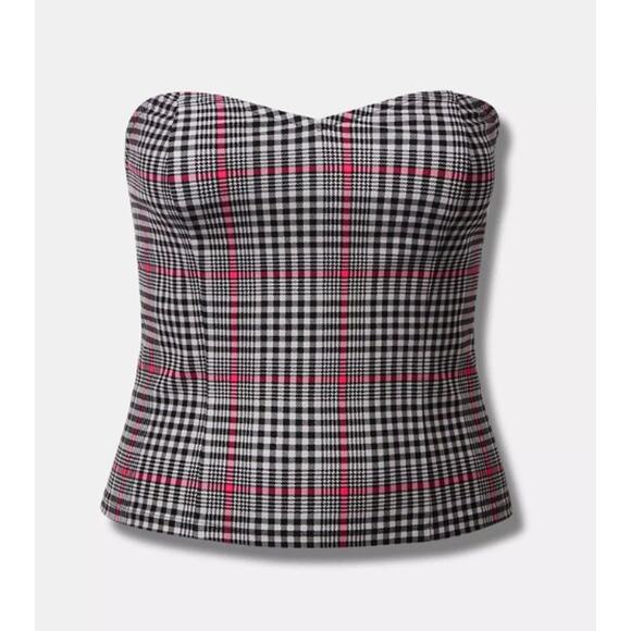 Torrid Women's Plus Size Parker Plaid Ponte Sweetheart Tube Top Size 2 2X New - Picture 1 of 7